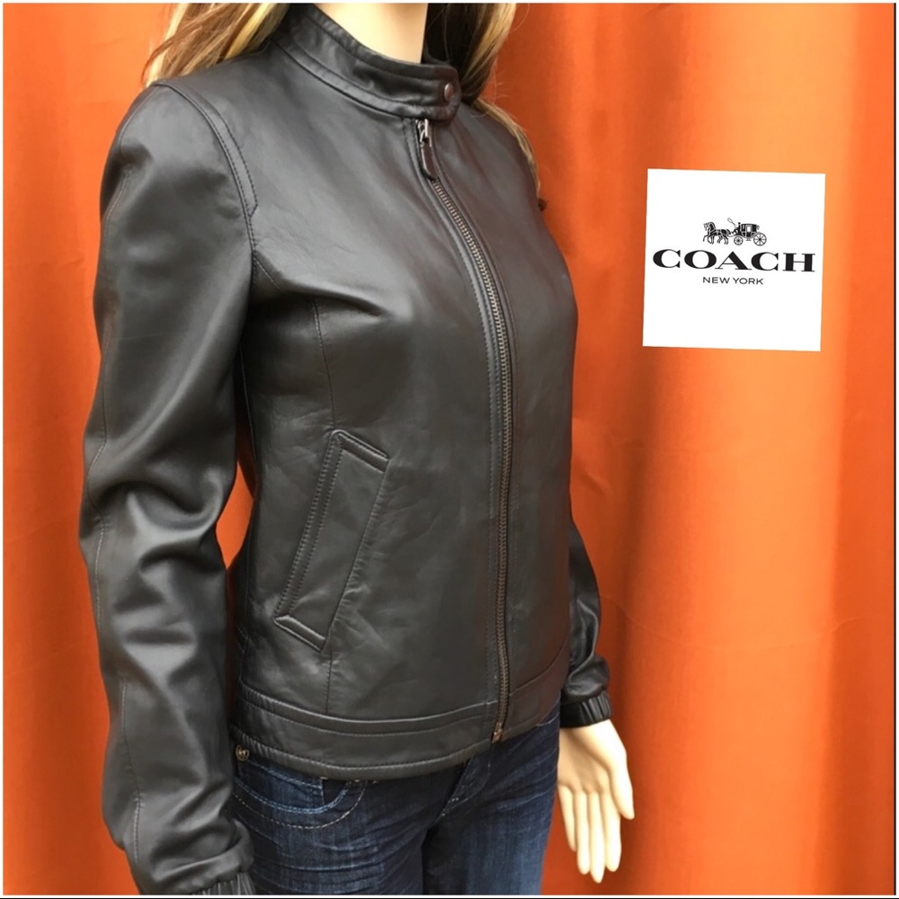 AUTHENTIC COACH BUTTER SOFT BLACK LEATHER BOMBER JACKET